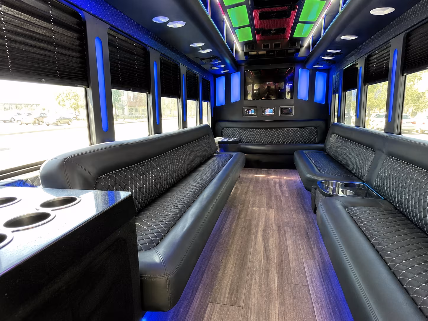 pawtucket 15 passenger party bus inside